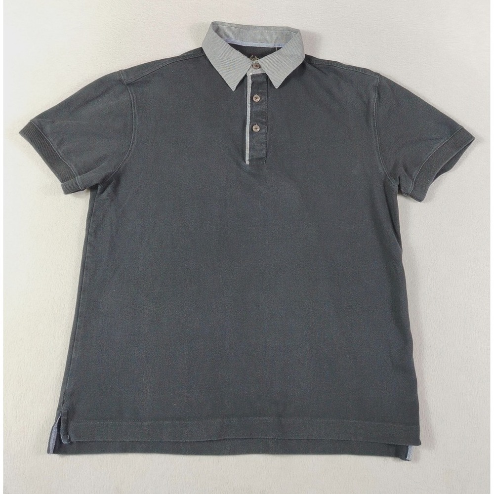 Duke's Bark Polo Shirt Mens‎ Medium Black Contrast Collar Stretch Preppy Casual